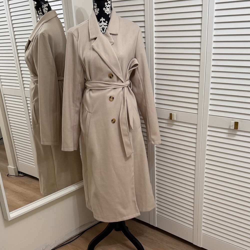 SHEIN Beige Belted Trench Coat